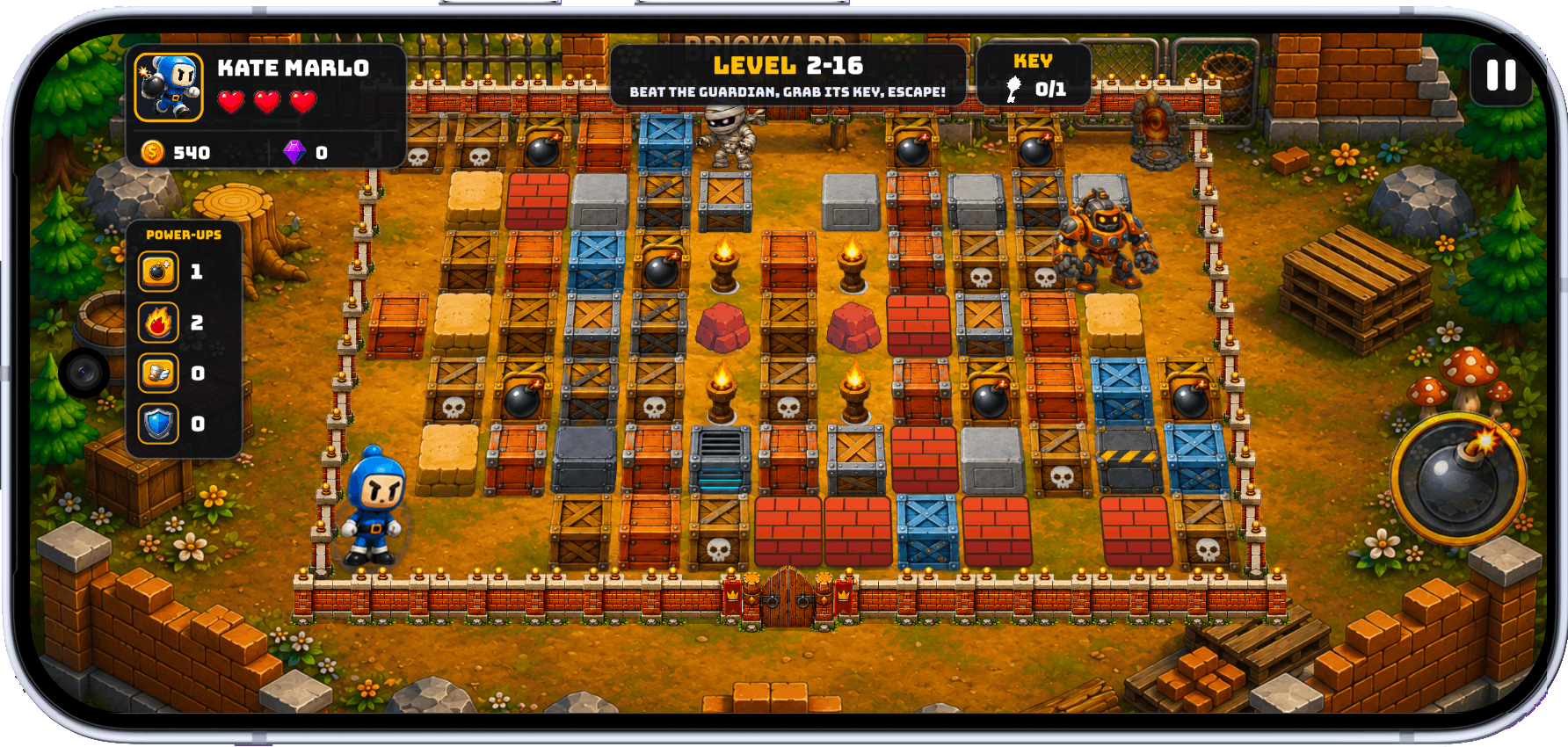 Brickyard story battle before the maze crates are broken.